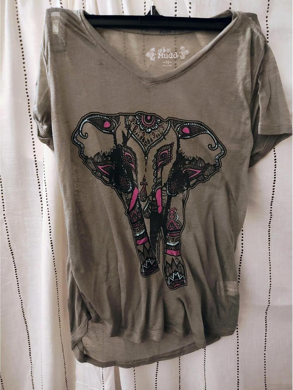 Mudd Girls Tee Shirt - Very Light Almost Transparent With Elephant - Size 10